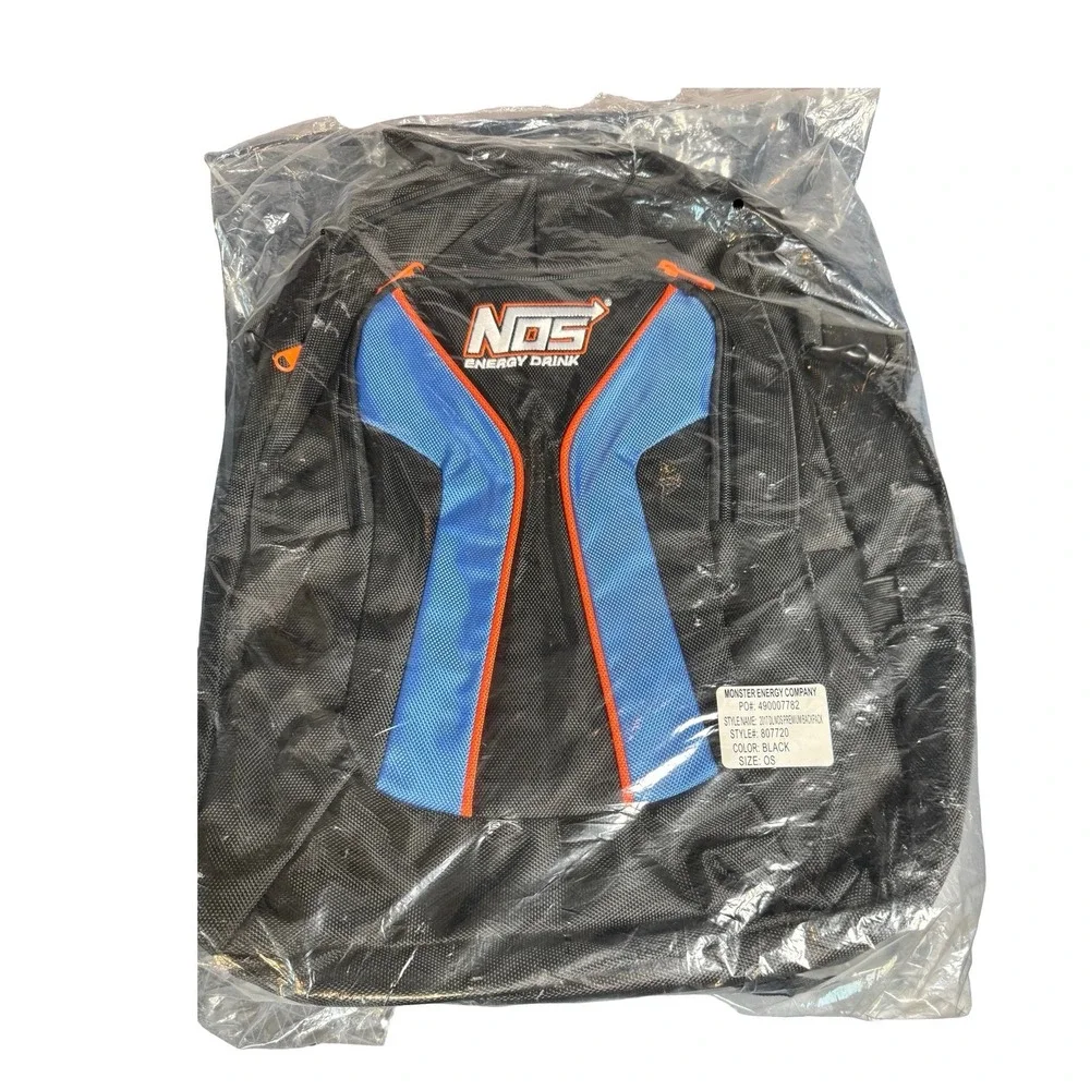 NOS Energy Drink Premium Backpack Black Blue Orange Monster Energy 807720 NEW